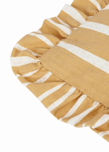 Furn Carmon Stripe Ruffle Ochre Cushion (40 x 60 x 8 cm)