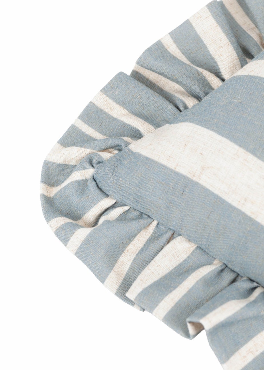 Furn Carmon Stripe Ruffle Blue Cushion (40 x 60 x 8 cm)