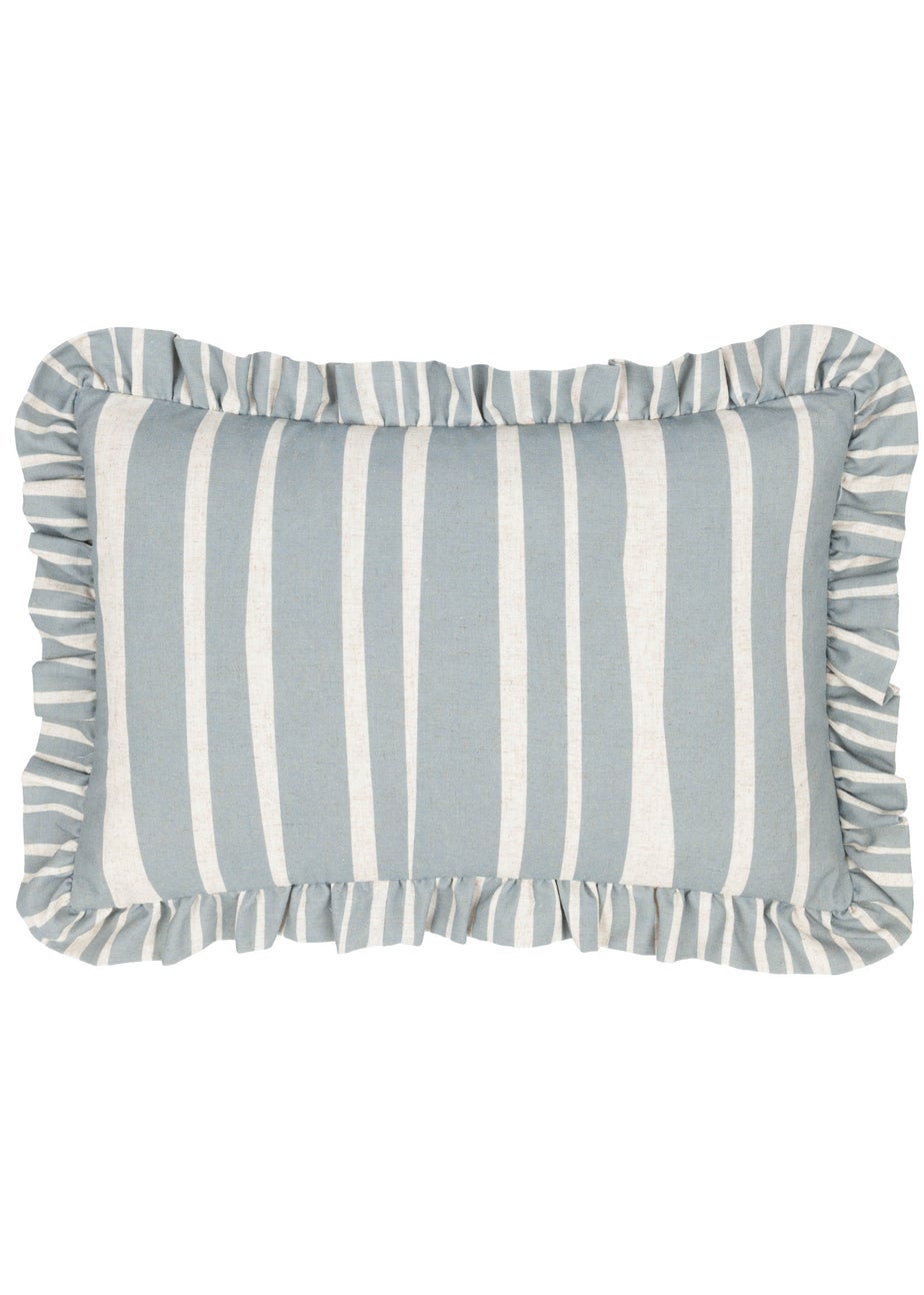 Furn Carmon Stripe Ruffle Blue Cushion (40 x 60 x 8 cm)