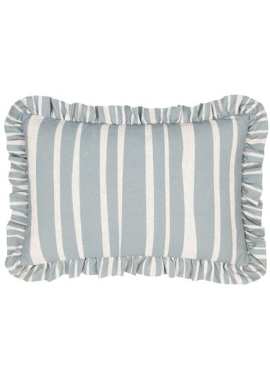 Furn Carmon Stripe Ruffle Blue Cushion (40 x 60 x 8 cm)