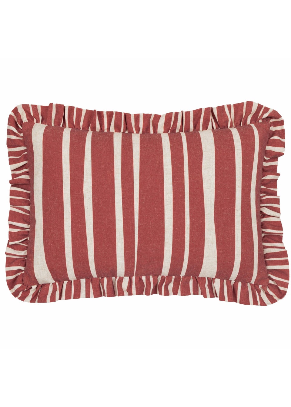 Furn Carmon Stripe Ruffle Red Cushion (40 x 60 x 8 cm)