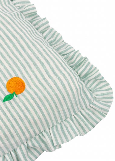 Furn Les Fruites Embroidered Ruffle Orange Cushion (30 x 50 x 8 cm)
