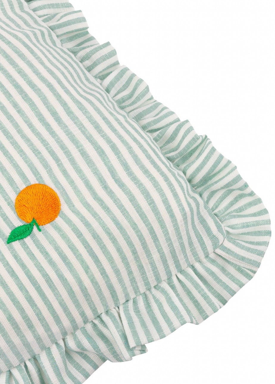 Furn Les Fruites Embroidered Ruffle Orange Cushion (30 x 50 x 8 cm)