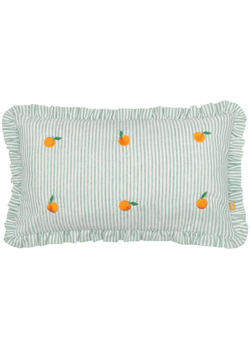 Furn Les Fruites Embroidered Ruffle Orange Cushion (30 x 50 x 8 cm)