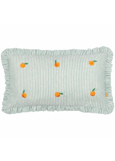 Furn Les Fruites Embroidered Ruffle Orange Cushion (30 x 50 x 8 cm)