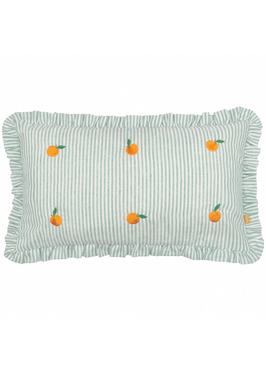 Furn Les Fruites Embroidered Ruffle Orange Cushion (30 x 50 x 8 cm)