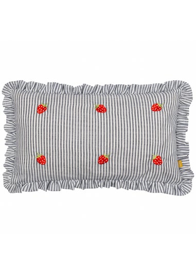 Furn Les Fruites Embroidered Ruffle Red Cushion (30 x 50 x 8 cm)