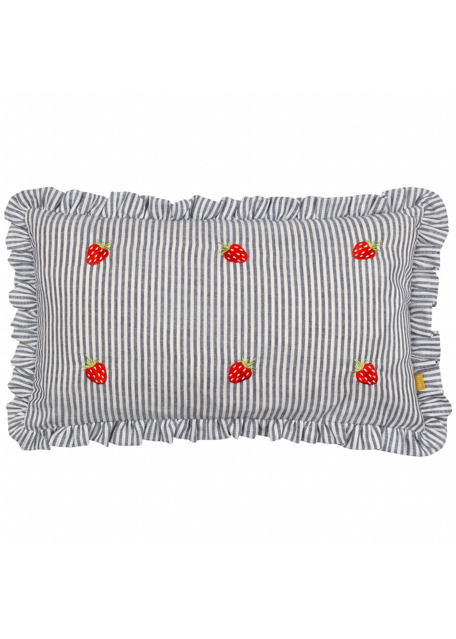 Furn Les Fruites Embroidered Ruffle Red Cushion (30 x 50 x 8 cm)