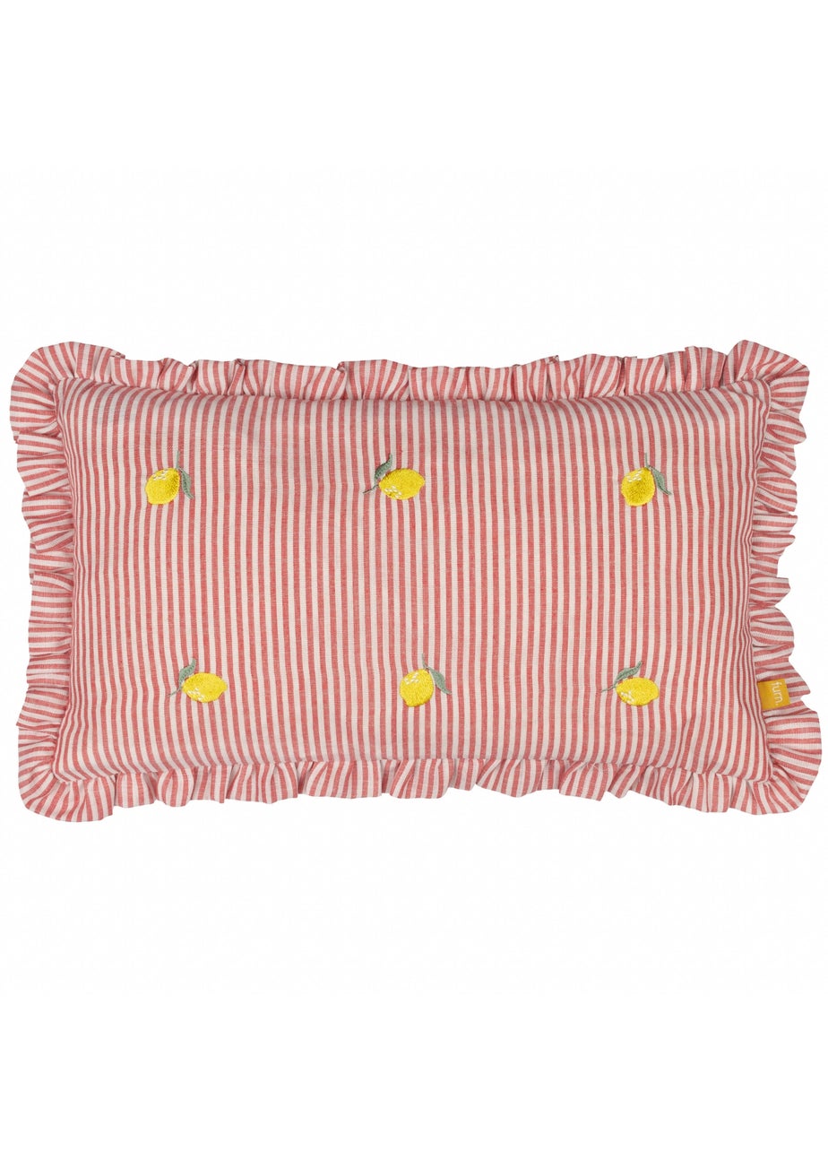 Furn Les Fruites Embroidered Ruffle Lemon Cushion (30 x 50 x 8 cm)