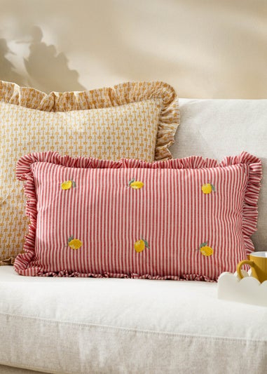 Furn Les Fruites Embroidered Ruffle Lemon Cushion (30 x 50 x 8 cm)