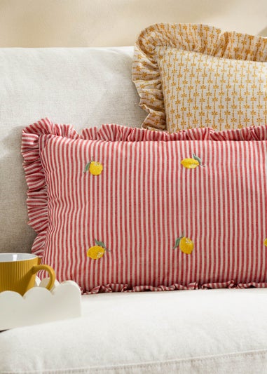 Furn Les Fruites Embroidered Ruffle Lemon Cushion (30 x 50 x 8 cm)