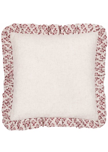 Furn Lulah Block Printed Ruffle Red Cushion (45 x 45 x 8 cm)