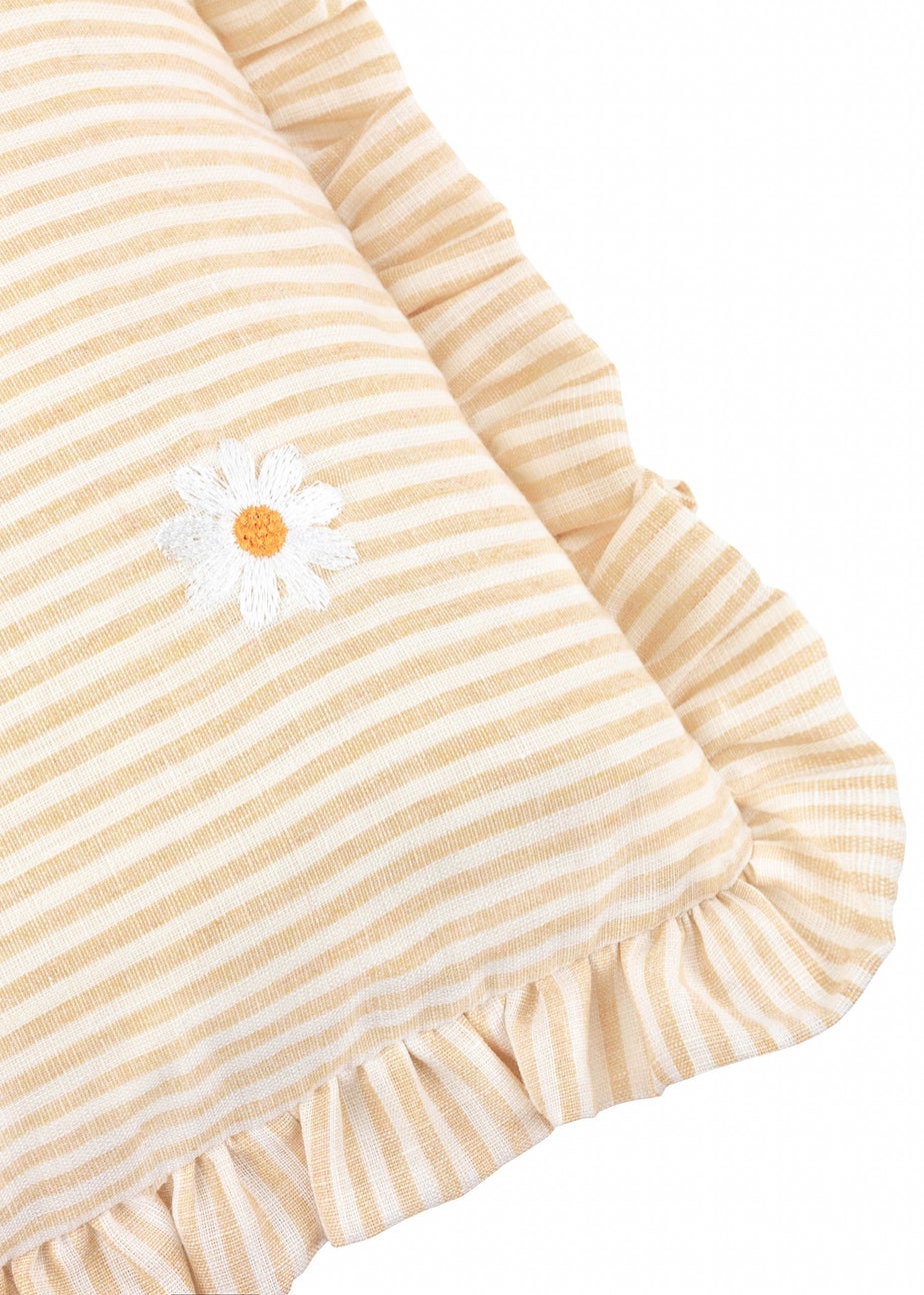 Furn Les Fleurs Embroidered Ruffle Yellow Cushion (30 x 50 x 8 cm)