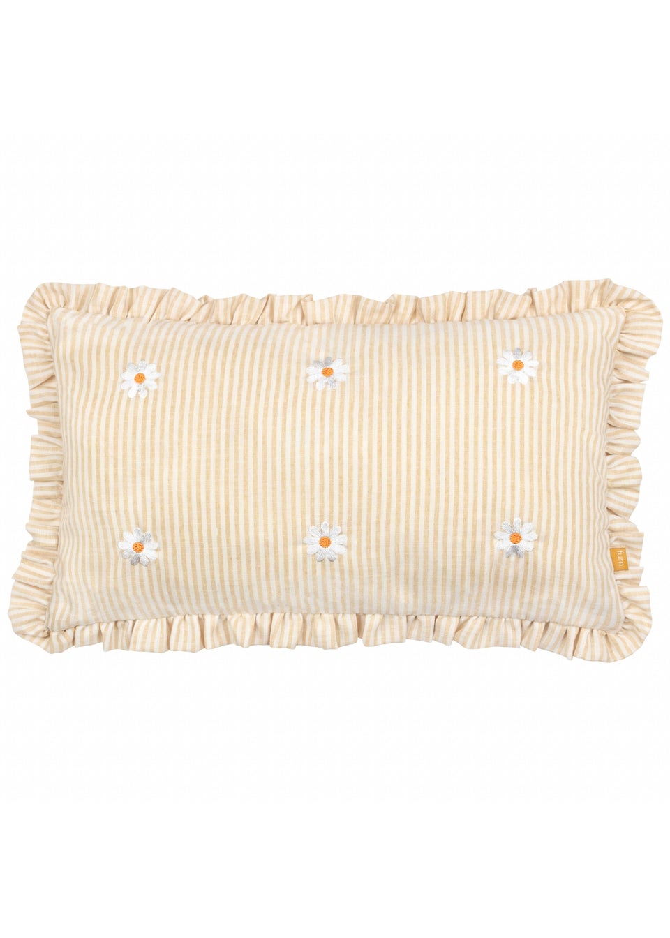Furn Les Fleurs Embroidered Ruffle Yellow Cushion (30 x 50 x 8 cm)
