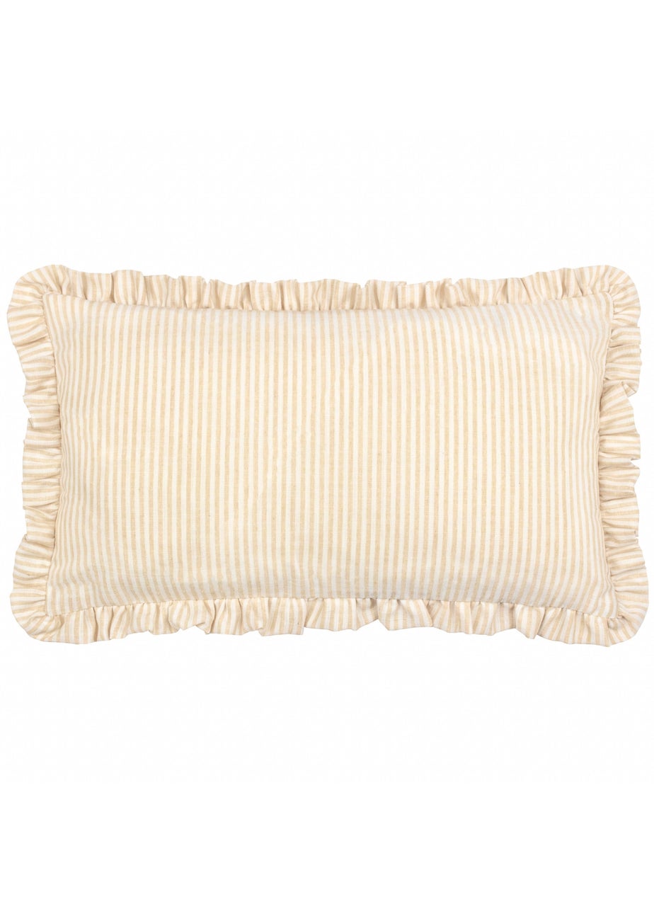 Furn Les Fleurs Embroidered Ruffle Yellow Cushion (30 x 50 x 8 cm)