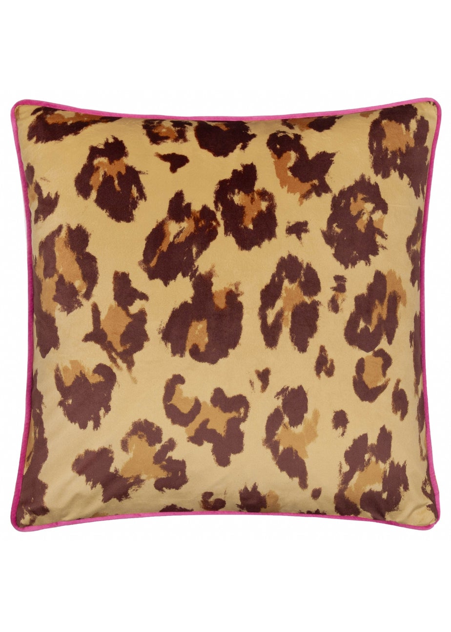 Furn True Leopard Piped Velvet Mutli Cushion (43 x 43 x 8 cm)