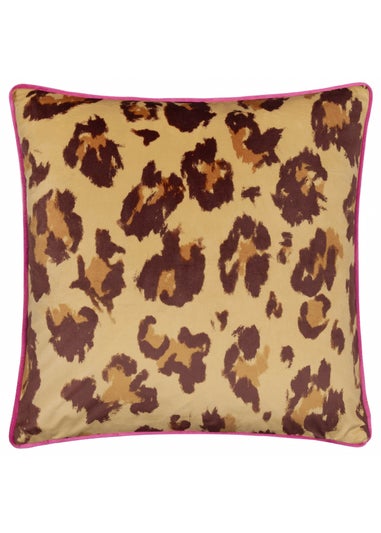 Furn True Leopard Piped Velvet Mutli Cushion (43 x 43 x 8 cm)