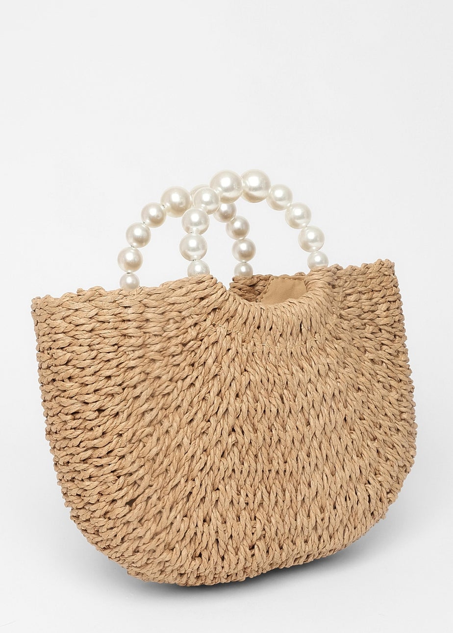 Quiz Brown Pearl Raffia Bag