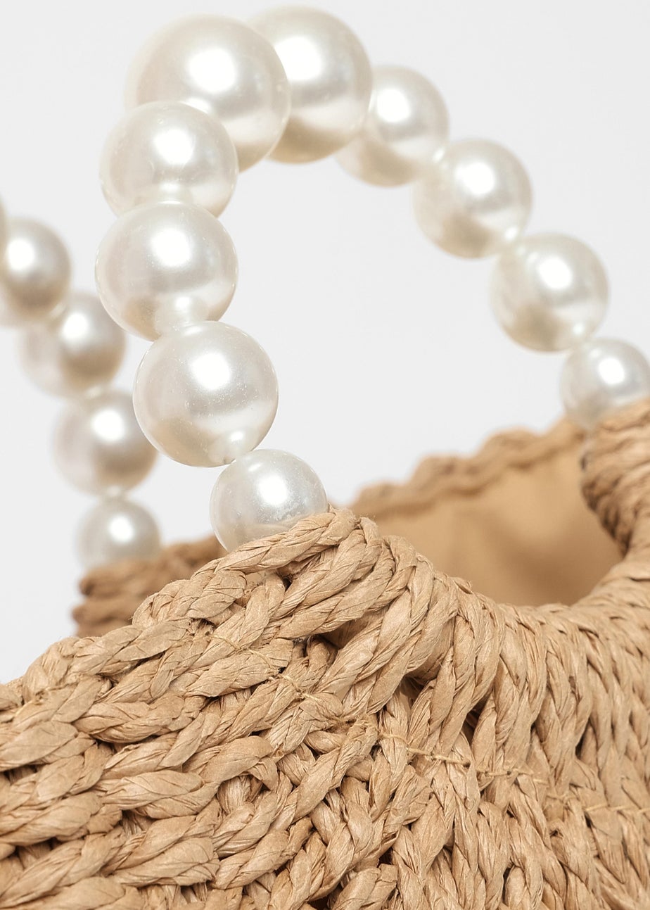 Quiz Brown Pearl Raffia Bag