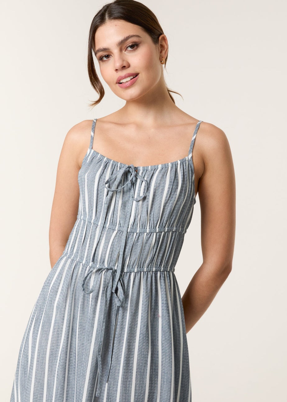 Blue Vanilla Blue Tie Front Midi Dress