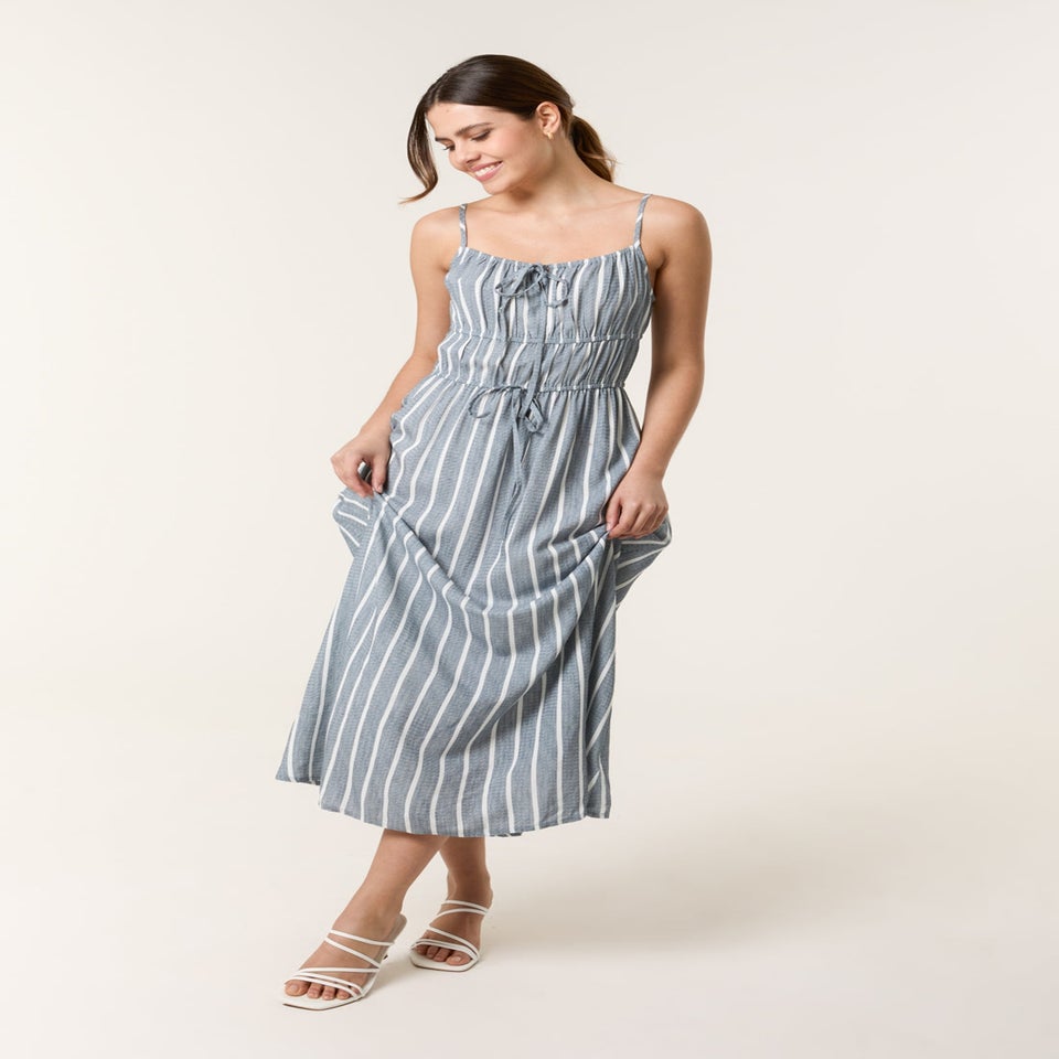 Blue Vanilla Blue Tie Front Midi Dress