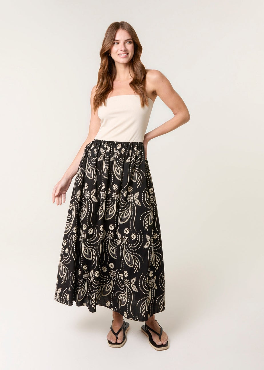 Blue Vanilla Black Embroidered Bandeau 2 In 1 Dress