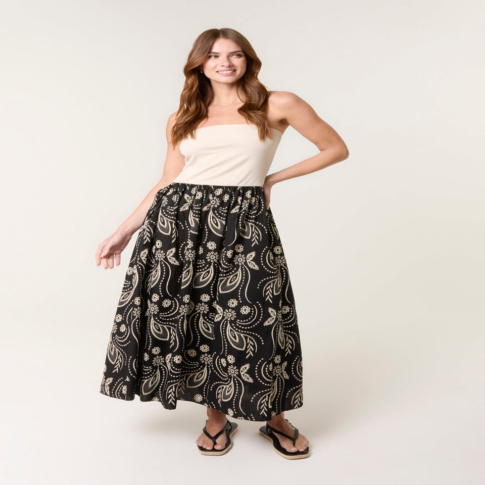 Blue Vanilla Black Embroidered Bandeau 2 In 1 Dress