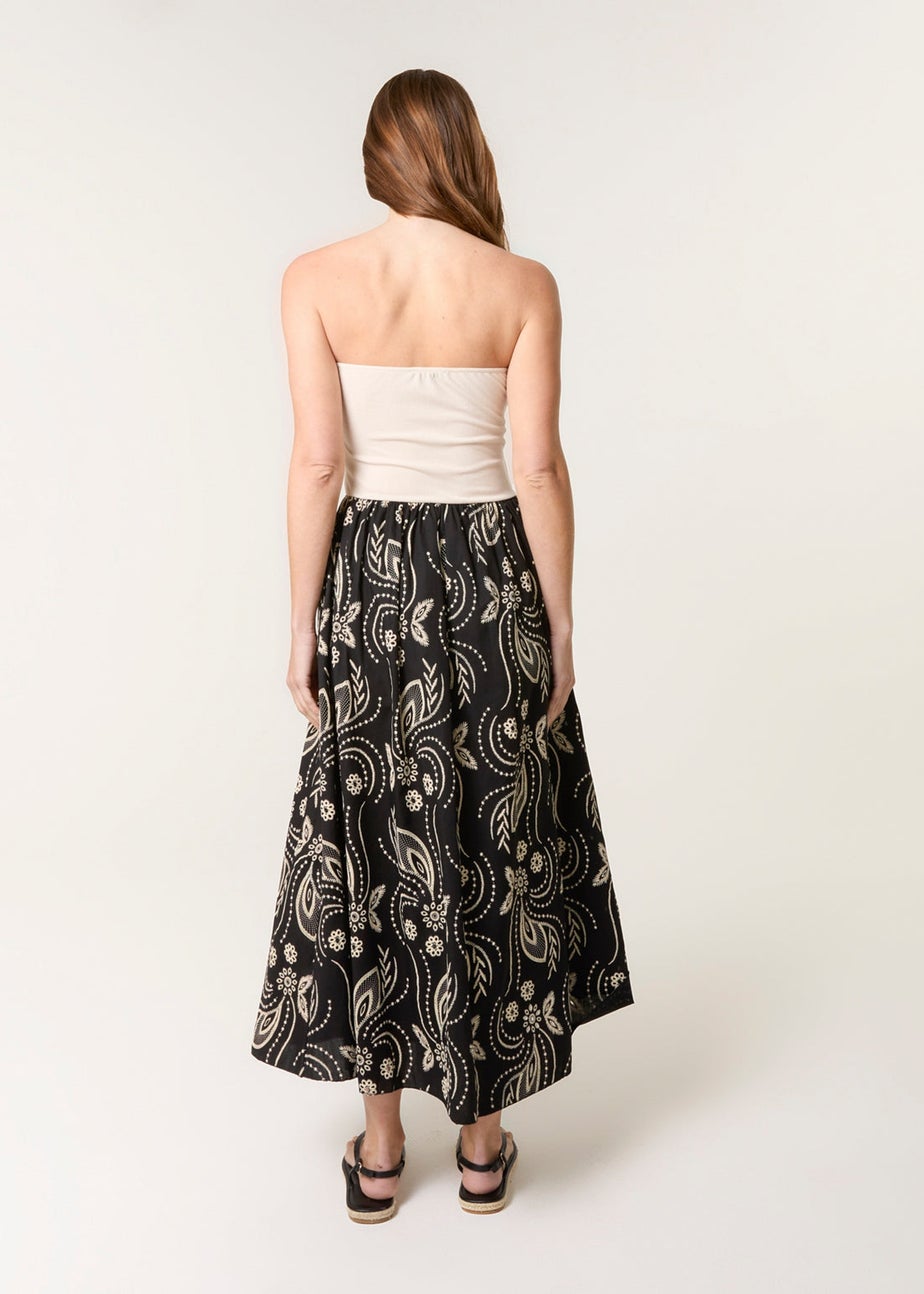 Blue Vanilla Black Embroidered Bandeau 2 In 1 Dress