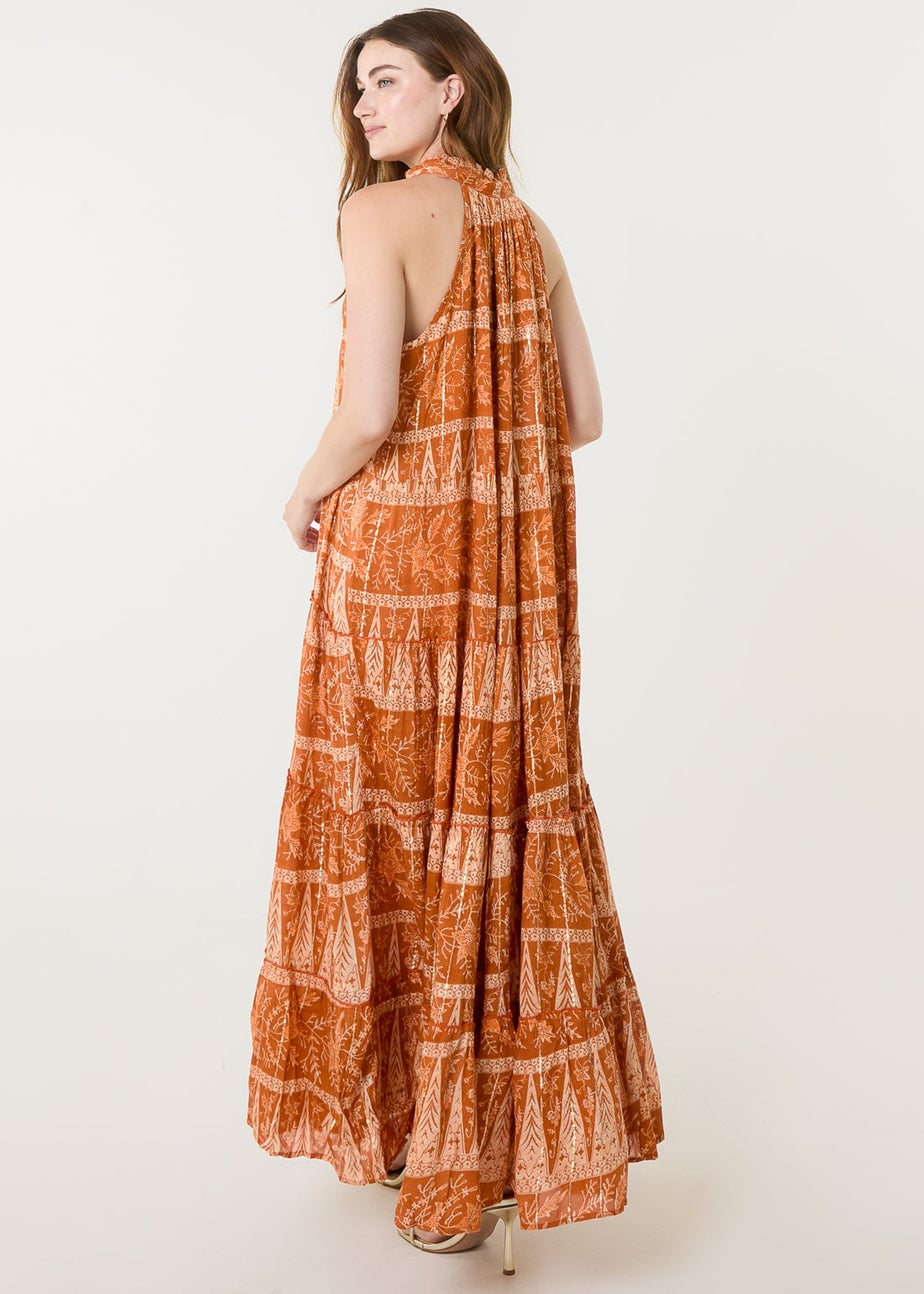 Blue Vanilla Red Tie Neck Maxi Dress