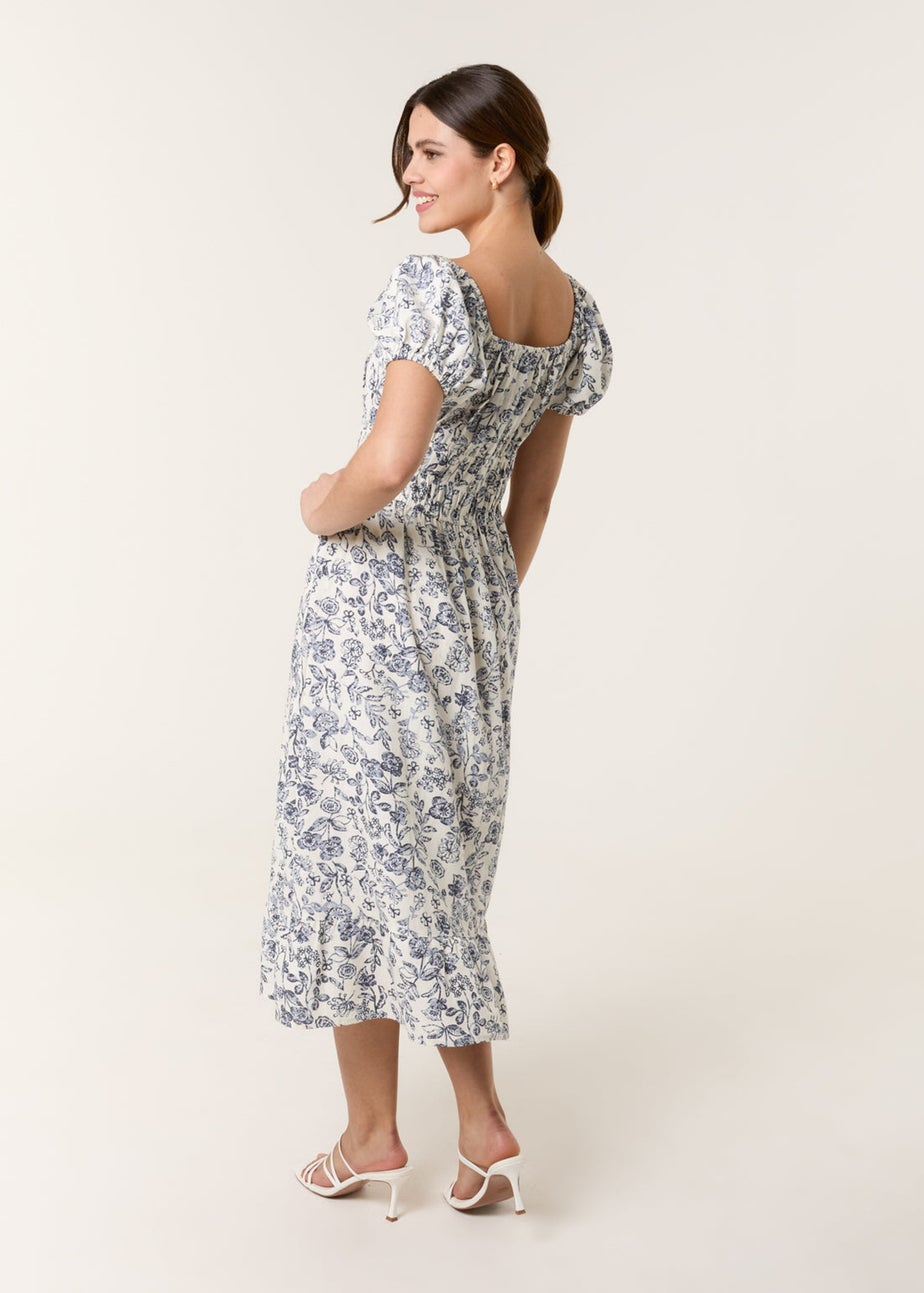 Blue Vanilla Multi Ditsy Floral Puff Sleeve Dress