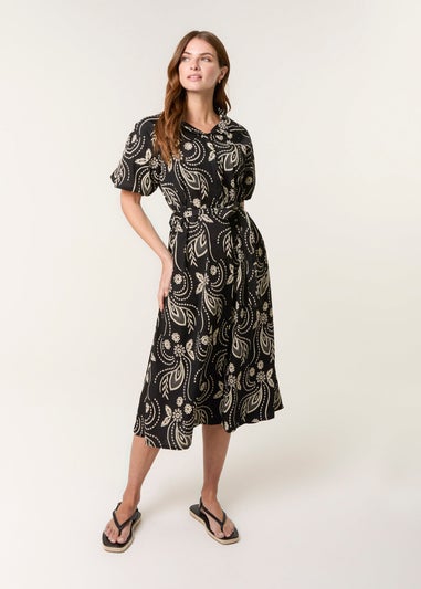 Blue Vanilla Black Embroidered Shirt Dress