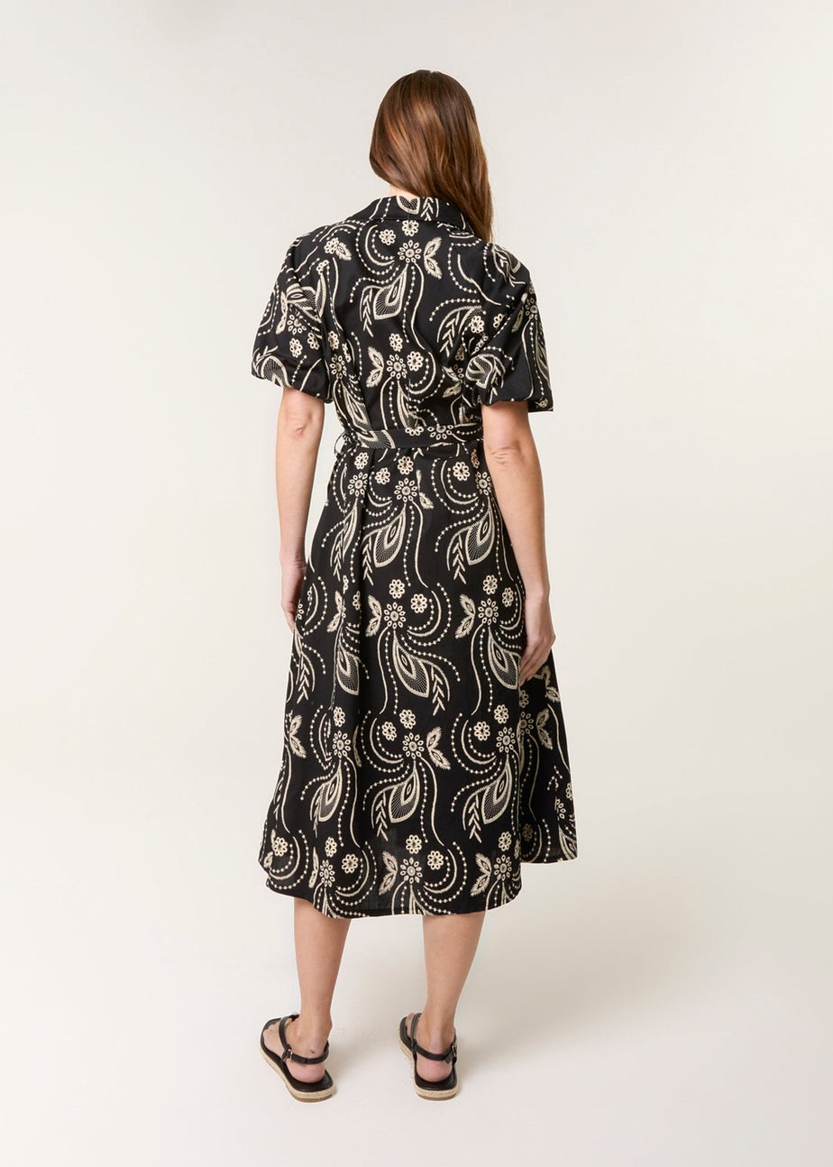 Blue Vanilla Black Embroidered Shirt Dress