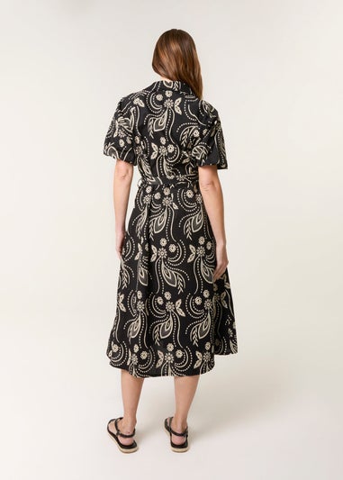 Blue Vanilla Black Embroidered Shirt Dress