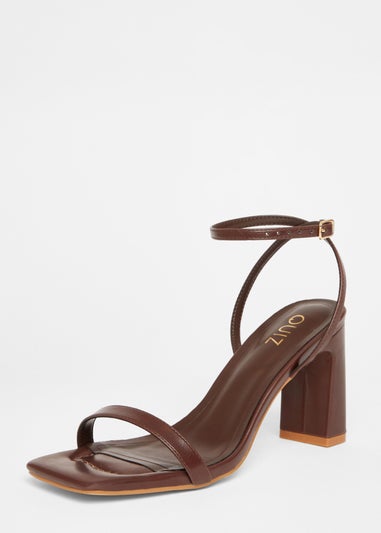 Quiz Brown Barely There Block Heels