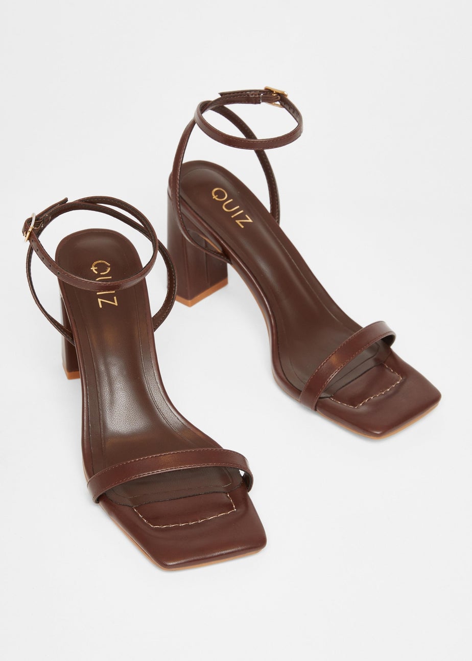 Quiz Brown Barely There Block Heels