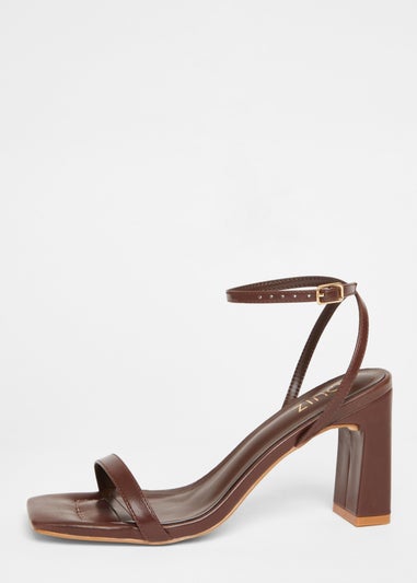 Quiz Brown Barely There Block Heels