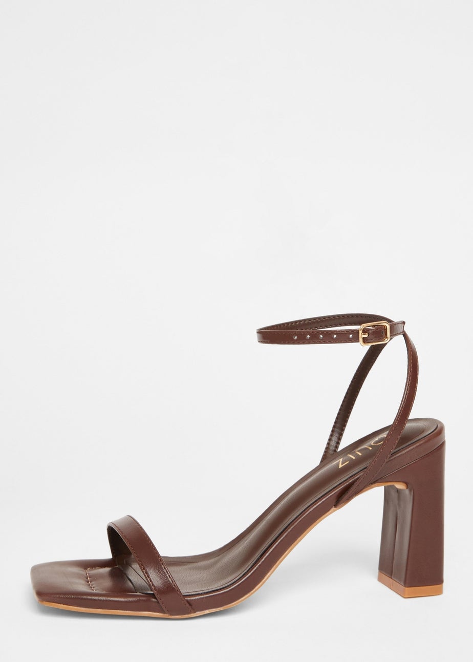 Quiz Brown Barely There Block Heels