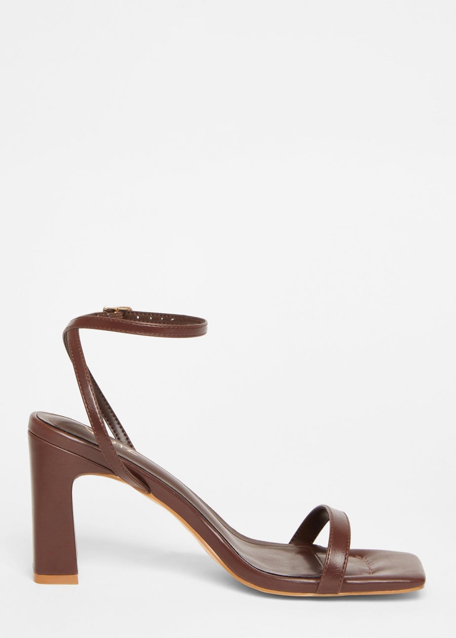 Quiz Brown Barely There Block Heels