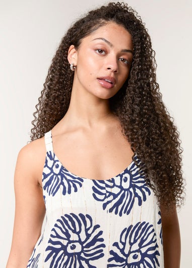 Blue Vanilla Navy Abstract Wide Leg Jumpsuit