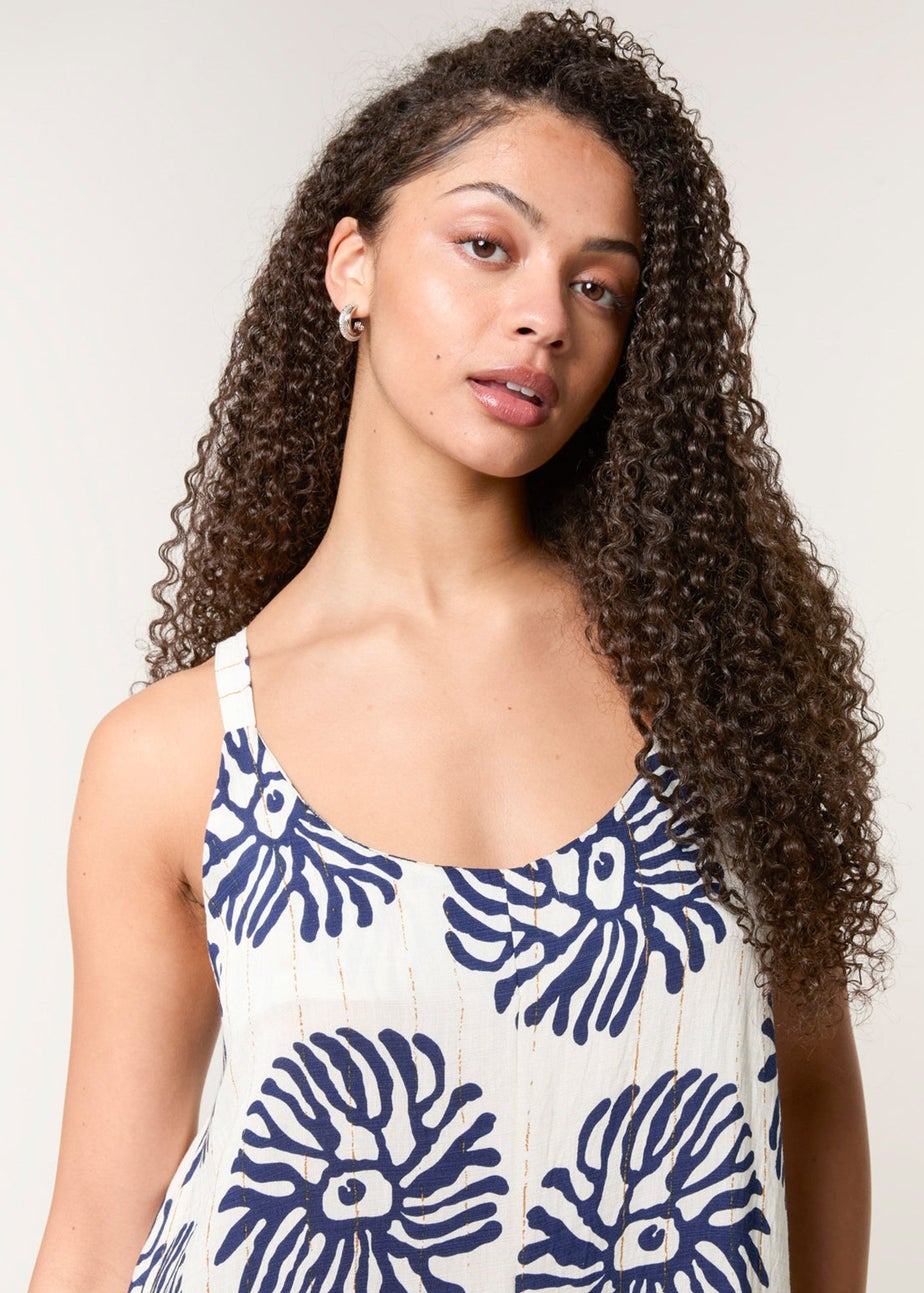 Blue Vanilla Navy Abstract Wide Leg Jumpsuit