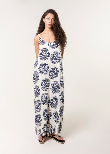 Blue Vanilla Navy Abstract Wide Leg Jumpsuit
