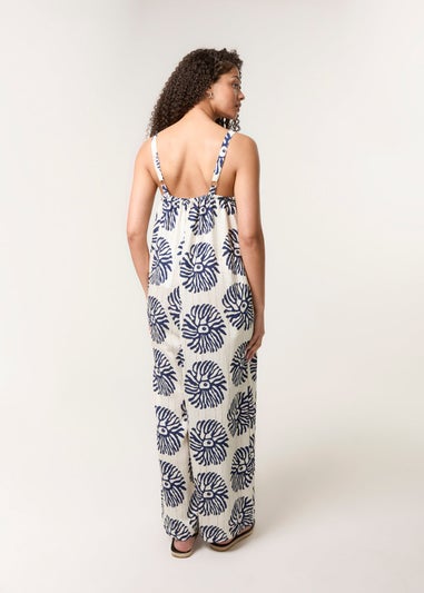 Blue Vanilla Navy Abstract Wide Leg Jumpsuit