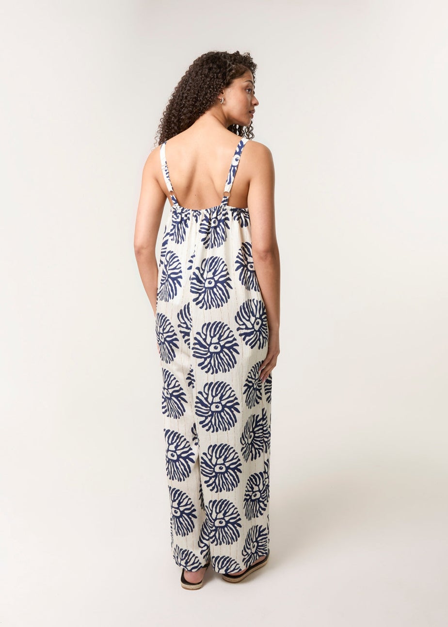 Blue Vanilla Navy Abstract Wide Leg Jumpsuit