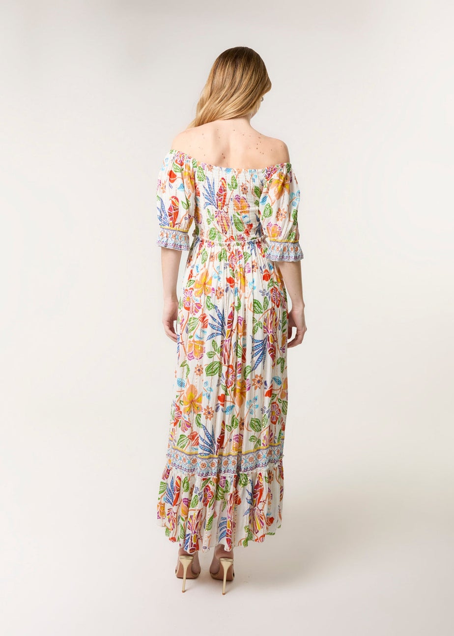 Blue Vanilla Multi Square Neck Puff Sleeve Dress