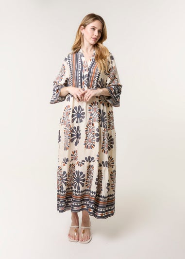 Blue Vanilla Navy Aztec Diamante Maxi Dress