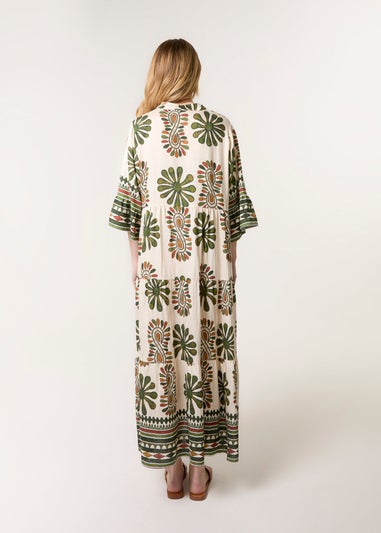 Blue Vanilla Khaki Aztec Diamante Maxi Dress
