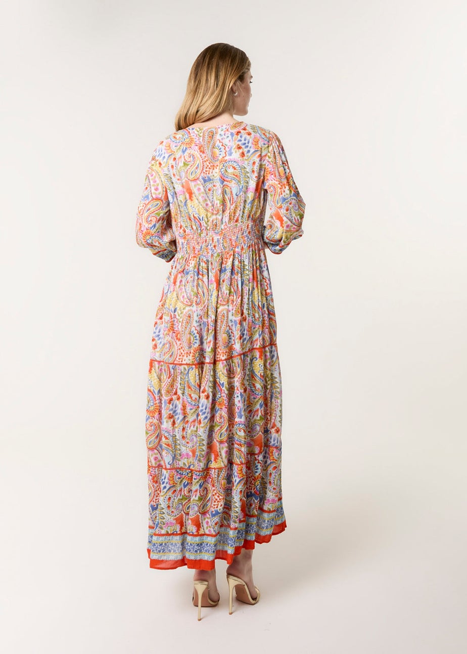 Blue Vanilla Multi Paisley Tiered Maxi Dress