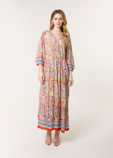 Blue Vanilla Multi Paisley Tiered Maxi Dress