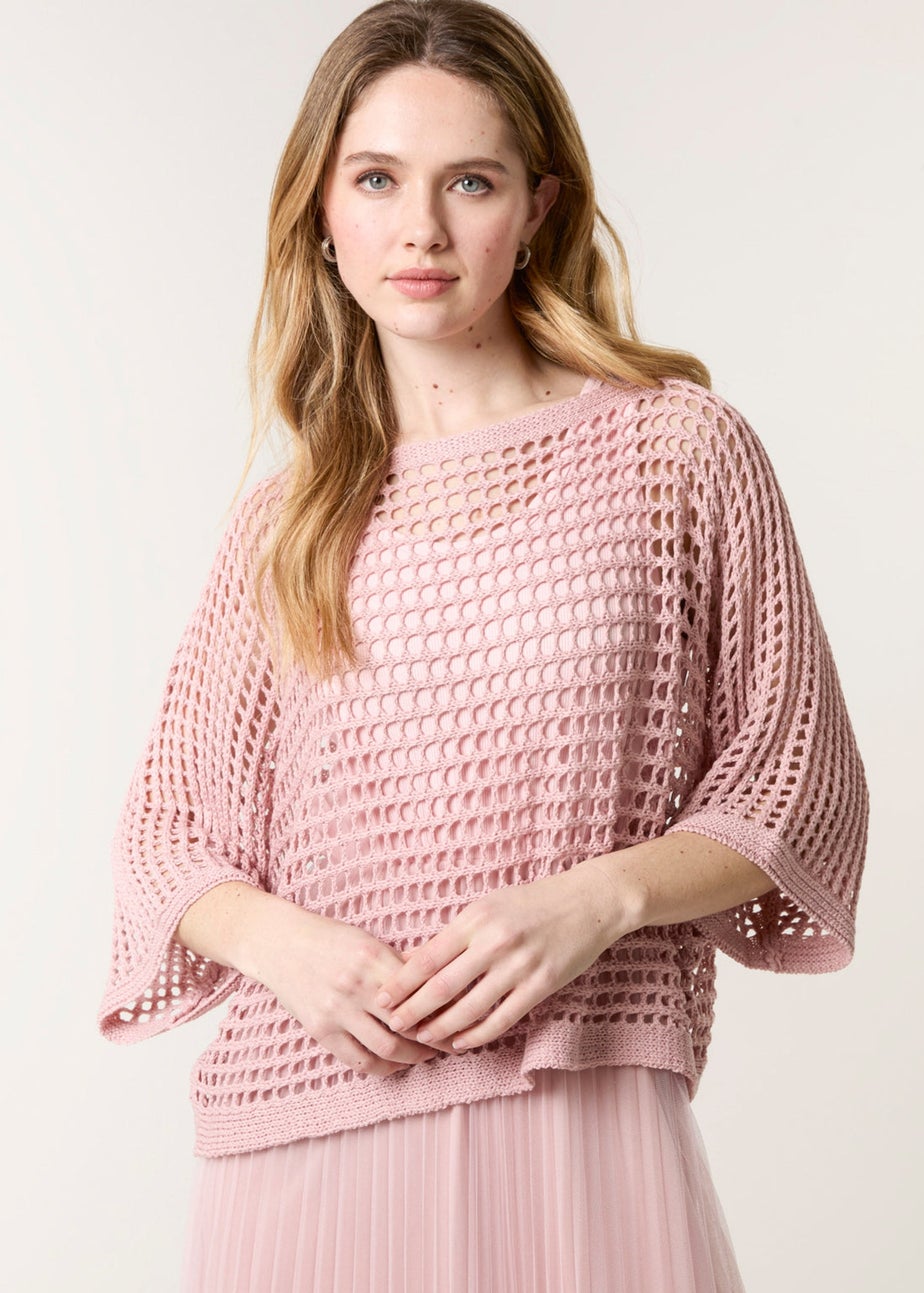 Blue Vanilla Pink Crochet Top Pleat Dress