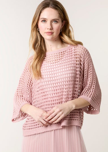 Blue Vanilla Pink Crochet Top Pleat Dress